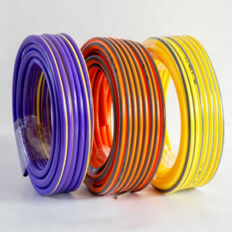 2019 hotsale buena calidad colorido trenzado de fibra flexible reforzado manguera de jardín de pvc de plástico